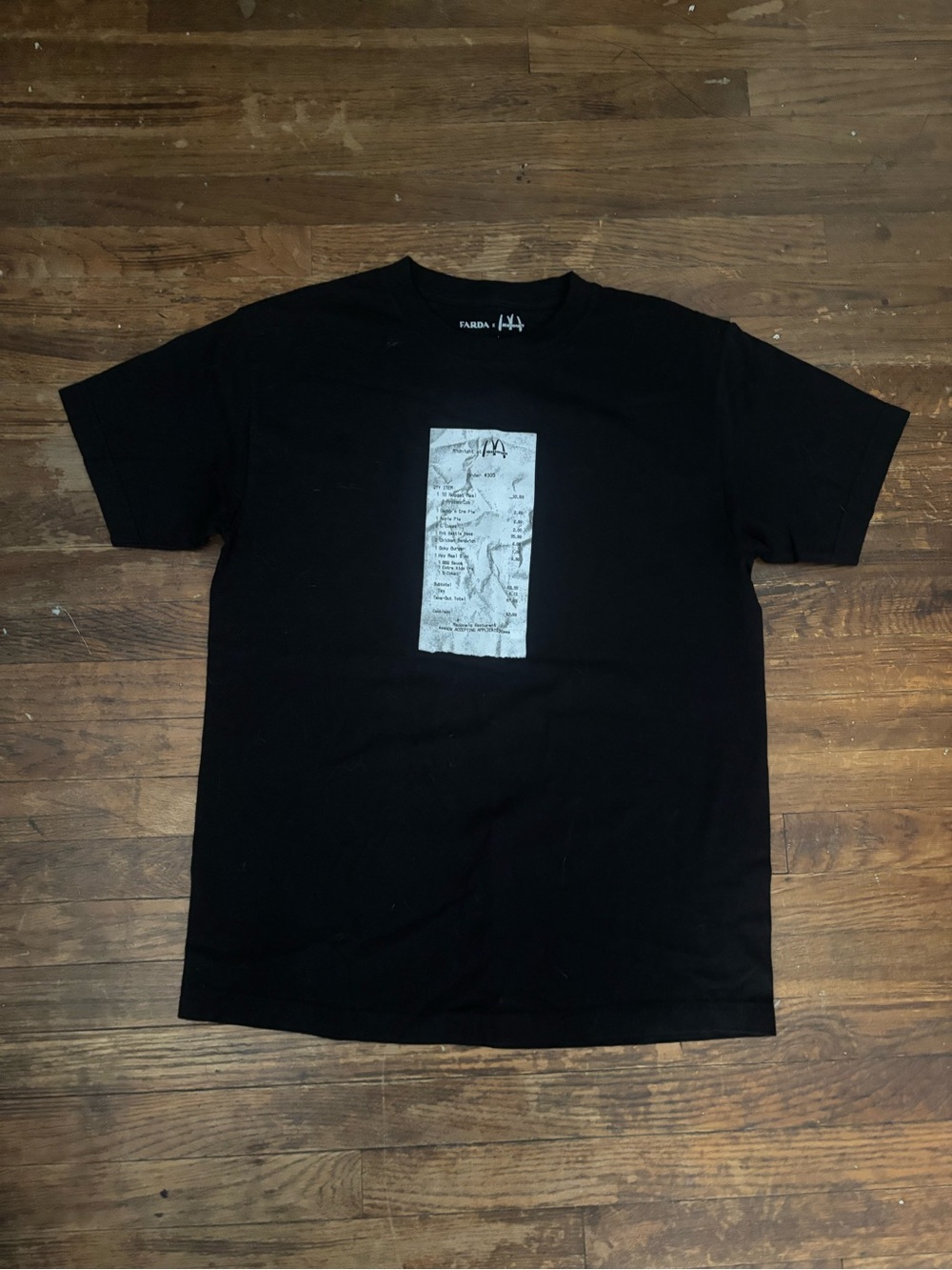 farda x mcdonalds receipt t shirt
